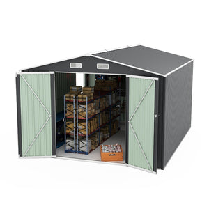 English Elm Campcraft Metal Storage Shed 10x14 Ft with Lockable Doors Vented Sloped Roof Backyard W1598S00035