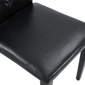 English Elm 4-pack PU dining chairs with ergonomic buckle backrest, gold metal legs, high-density sponge comfort Black W1151P295721