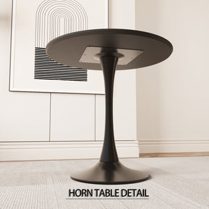 English Elm 31.5" Black Mdf Round Tulip Dining Table Set With 2 Beige Chairs - Modern 3-Piece Kitchen Furniture W2189S00640