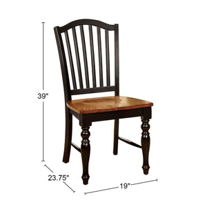 English Elm Set of 2 Side Chairs Black Frame with Antique Oak Upholstered Seat — Two-Tone Modern Dining Style B016P222699