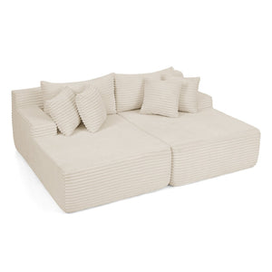 English Elm Two-Seater Lazy Lounge Chair - Plush Velvet Sofa For Cozy Living Rooms, No Assembly Needed - Beige W487S00380-GIGA
