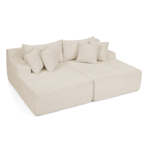 English Elm Two-Seater Velvet Lounge Chair - No Assembly Modern Soft Sofa For Living Rooms & Bedrooms, Beige W487S00349-GIGA