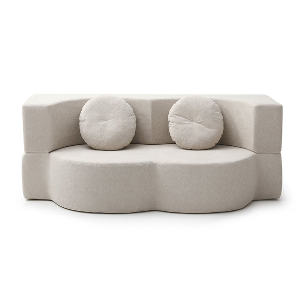 English Elm 2-in-1 Folding Sofa Bed with Plush Foam Support — Convertible Floor Couch to Queen Guest Sleeper khaki W1117P325070