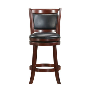 Homelegance Jaxon Swivel Counter Stool Solid Rubberwood Padded Panel Back for Kitchen Islands Cherry / Black 012C-24BKPU