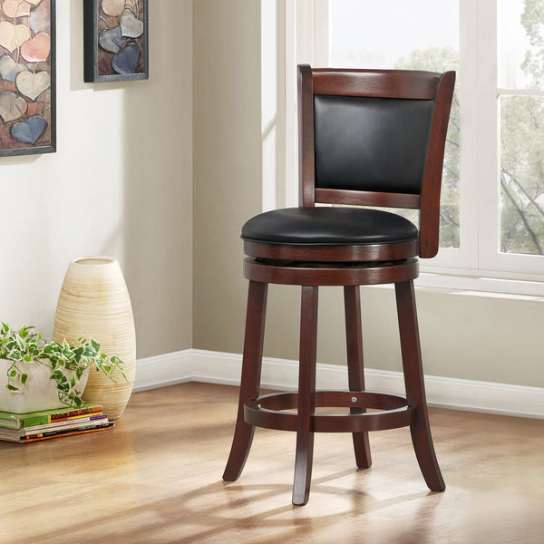 Jaxon Swivel Counter Stool Solid Rubberwood Padded Panel Back for Kitchen Islands