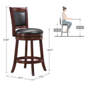 Jaxon Swivel Counter Stool Solid Rubberwood Padded Panel Back for Kitchen Islands
