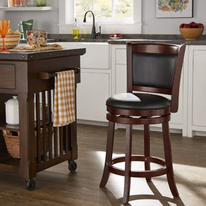 Jaxon Swivel Counter Stool Solid Rubberwood Padded Panel Back for Kitchen Islands