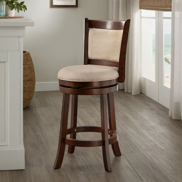 Jaxon Swivel Counter Stool Solid Rubberwood Padded Panel Back for Kitchen Islands