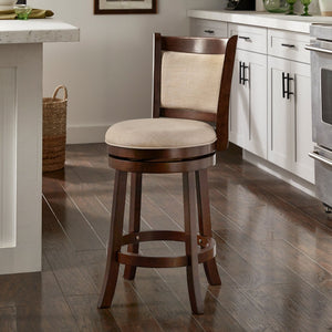 Jaxon Swivel Counter Stool Solid Rubberwood Padded Panel Back for Kitchen Islands