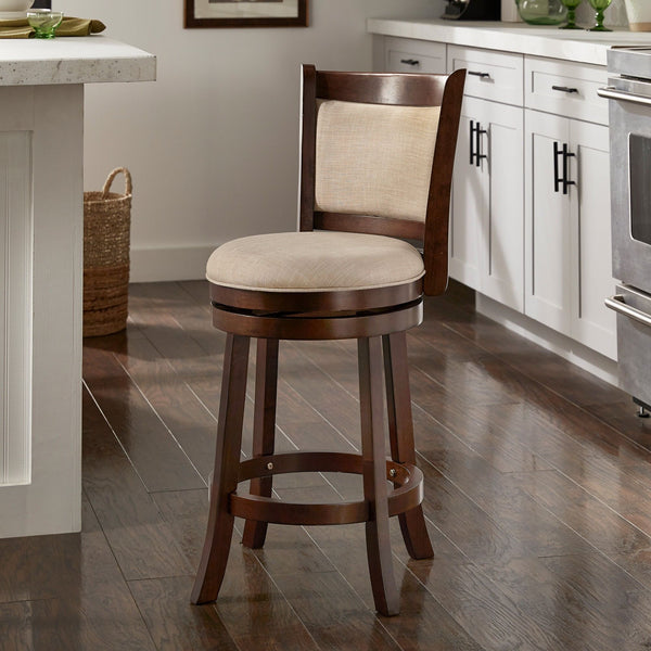 Jaxon Swivel Counter Stool Solid Rubberwood Padded Panel Back for Kitchen Islands