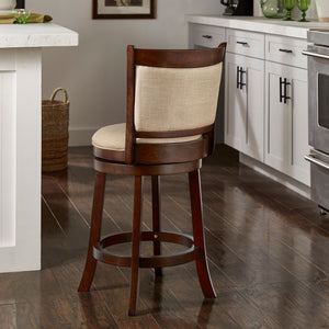 Jaxon Swivel Counter Stool Solid Rubberwood Padded Panel Back for Kitchen Islands