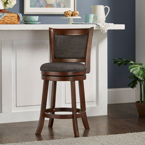 Jaxon Swivel Counter Stool Solid Rubberwood Padded Panel Back for Kitchen Islands