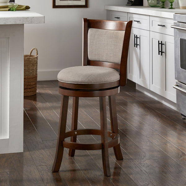 Jaxon Swivel Counter Stool Solid Rubberwood Padded Panel Back for Kitchen Islands