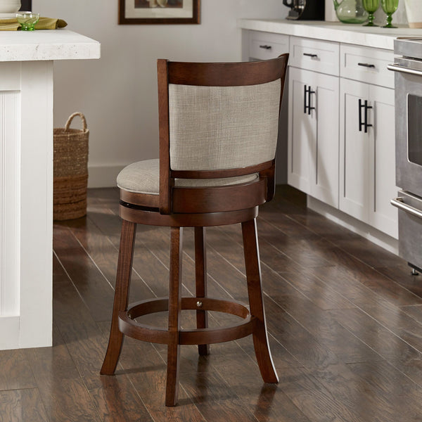 Jaxon Swivel Counter Stool Solid Rubberwood Padded Panel Back for Kitchen Islands