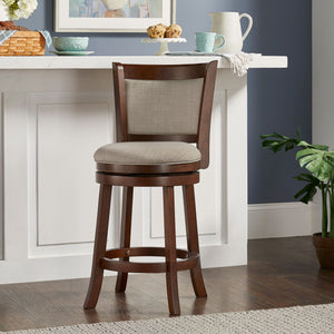 Jaxon Swivel Counter Stool Solid Rubberwood Padded Panel Back for Kitchen Islands