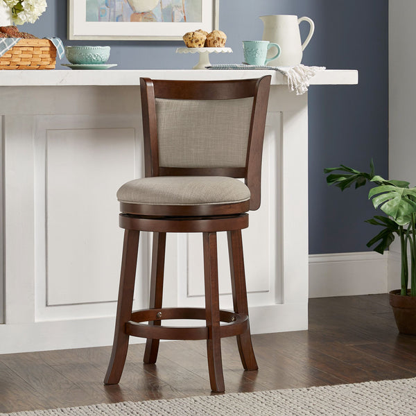 Jaxon Swivel Counter Stool Solid Rubberwood Padded Panel Back for Kitchen Islands