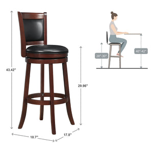 Jaxon Swivel Rubberwood Bar Stool with Upholstered Panel Back for Kitchen Seating