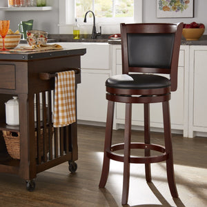 Jaxon Swivel Rubberwood Bar Stool with Upholstered Panel Back for Kitchen Seating