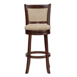Homelegance Jaxon Swivel Rubberwood Bar Stool with Upholstered Panel Back for Kitchen Seating Cherry / Beige 012C-29BL