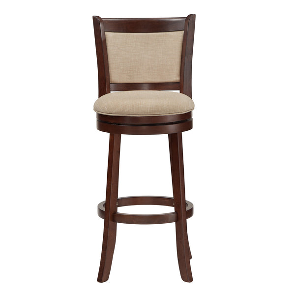 Homelegance Jaxon Swivel Rubberwood Bar Stool with Upholstered Panel Back for Kitchen Seating Cherry / Beige 012C-29BL