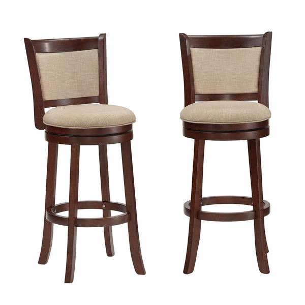 Jaxon Swivel Rubberwood Bar Stool with Upholstered Panel Back for Kitchen Seating