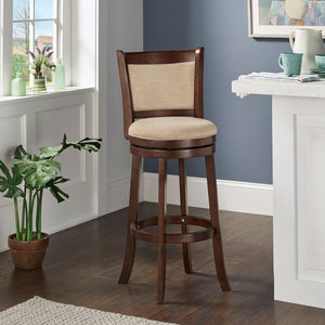 Jaxon Swivel Rubberwood Bar Stool with Upholstered Panel Back for Kitchen Seating
