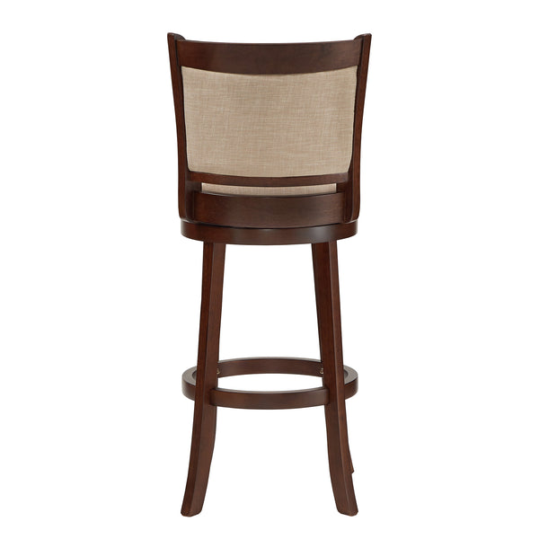 Jaxon Swivel Rubberwood Bar Stool with Upholstered Panel Back for Kitchen Seating