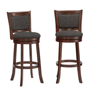 Jaxon Swivel Rubberwood Bar Stool with Upholstered Panel Back for Kitchen Seating