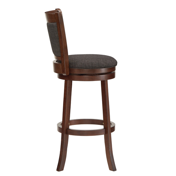 Jaxon Swivel Rubberwood Bar Stool with Upholstered Panel Back for Kitchen Seating