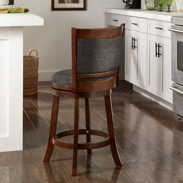 Jaxon Swivel Rubberwood Bar Stool with Upholstered Panel Back for Kitchen Seating