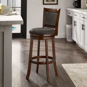 Jaxon Swivel Rubberwood Bar Stool with Upholstered Panel Back for Kitchen Seating