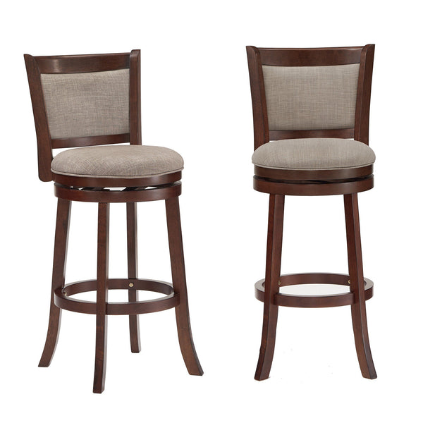 Jaxon Swivel Rubberwood Bar Stool with Upholstered Panel Back for Kitchen Seating