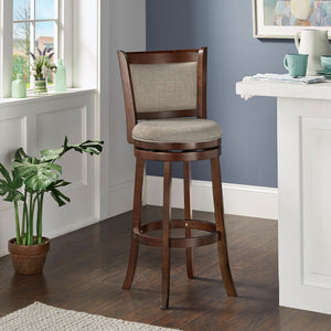 Jaxon Swivel Rubberwood Bar Stool with Upholstered Panel Back for Kitchen Seating