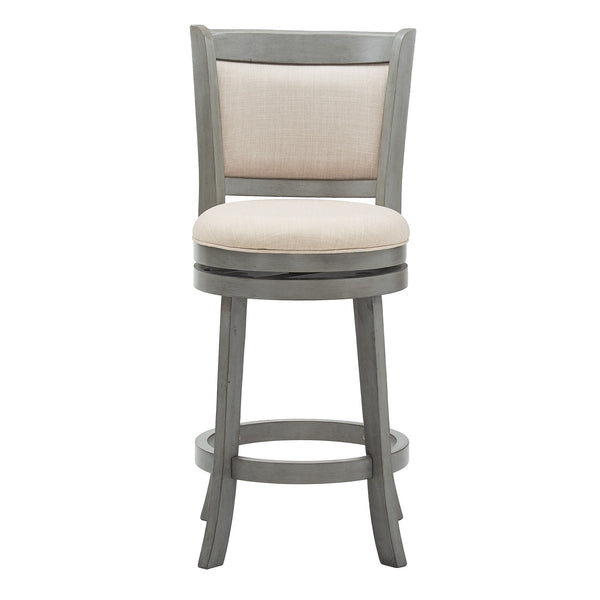 Homelegance Jaxen Swivel Counter Stool Rubberwood Frame Upholstered Panel Back for Kitchen Bar Antique Grey / Beige 012GA-24BL