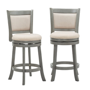 Jaxen Swivel Counter Stool Rubberwood Frame Upholstered Panel Back for Kitchen Bar