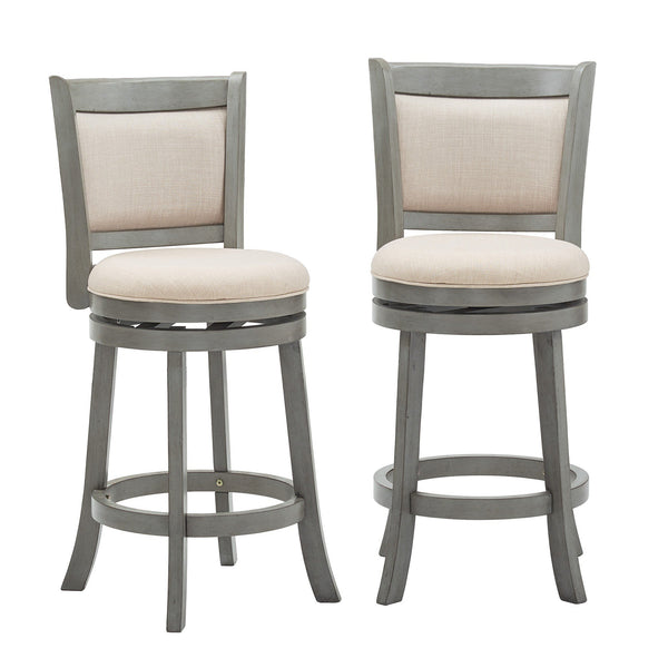 Jaxen Swivel Counter Stool Rubberwood Frame Upholstered Panel Back for Kitchen Bar