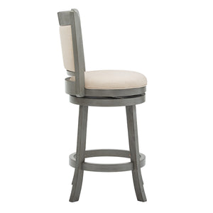 Jaxen Swivel Counter Stool Rubberwood Frame Upholstered Panel Back for Kitchen Bar
