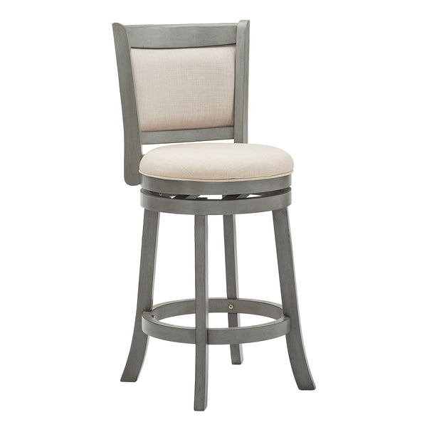 Jaxen Swivel Counter Stool Rubberwood Frame Upholstered Panel Back for Kitchen Bar