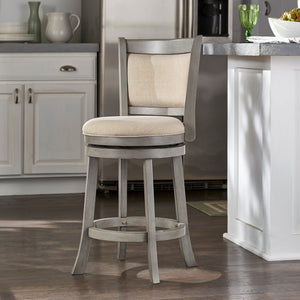 Jaxen Swivel Counter Stool Rubberwood Frame Upholstered Panel Back for Kitchen Bar