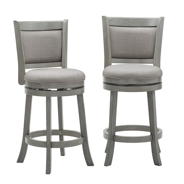 Jaxen Swivel Counter Stool Rubberwood Frame Upholstered Panel Back for Kitchen Bar