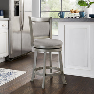 Jaxen Swivel Counter Stool Rubberwood Frame Upholstered Panel Back for Kitchen Bar