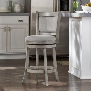 Jaxen Swivel Counter Stool Rubberwood Frame Upholstered Panel Back for Kitchen Bar
