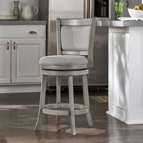 Jaxen Swivel Counter Stool Rubberwood Frame Upholstered Panel Back for Kitchen Bar