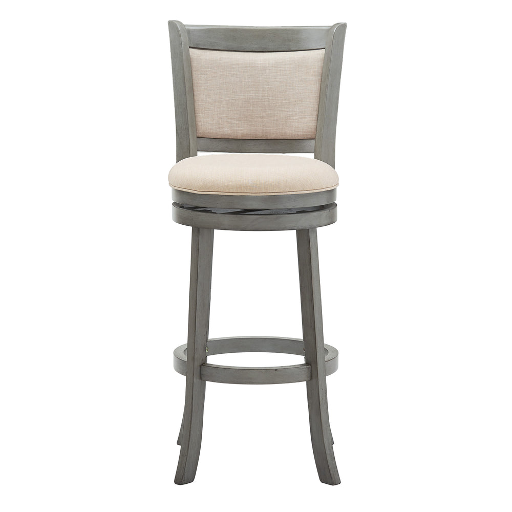 Homelegance Jaxen Rubberwood Panel Back Bar Stool with Cushioned Seat and Footrest for Kitchen or Bar Antique Grey / Beige 012GA-29BL