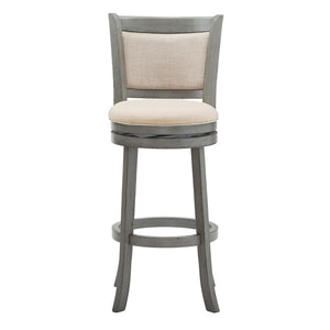 Homelegance Jaxen Rubberwood Panel Back Bar Stool with Cushioned Seat and Footrest for Kitchen or Bar Antique Grey / Beige 012GA-29BL