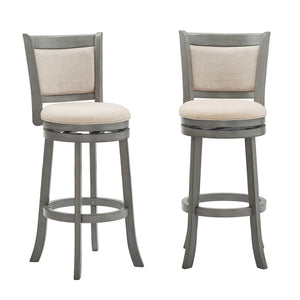 Jaxen Rubberwood Panel Back Bar Stool with Cushioned Seat and Footrest for Kitchen or Bar