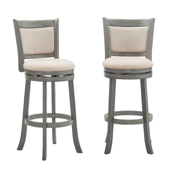 Jaxen Rubberwood Panel Back Bar Stool with Cushioned Seat and Footrest for Kitchen or Bar
