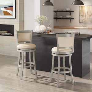 Jaxen Rubberwood Panel Back Bar Stool with Cushioned Seat and Footrest for Kitchen or Bar