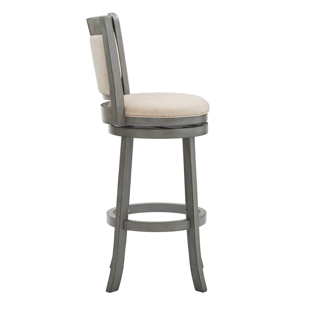 Homelegance Jaxen Rubberwood Panel Back Bar Stool with Cushioned Seat and Footrest for Kitchen or Bar Antique Grey / Beige 012GA-29BL
