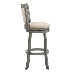 Jaxen Rubberwood Panel Back Bar Stool with Cushioned Seat and Footrest for Kitchen or Bar